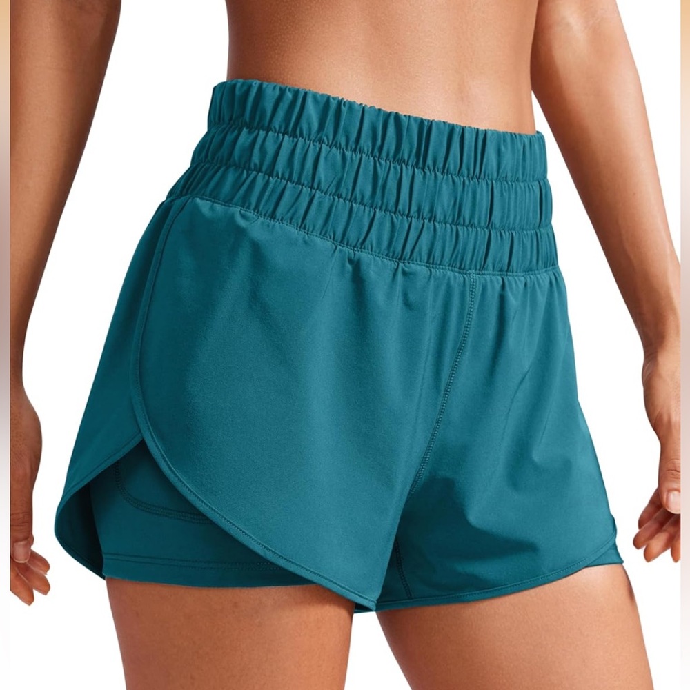 High-Waist Teal Women’s Athletic Shorts
